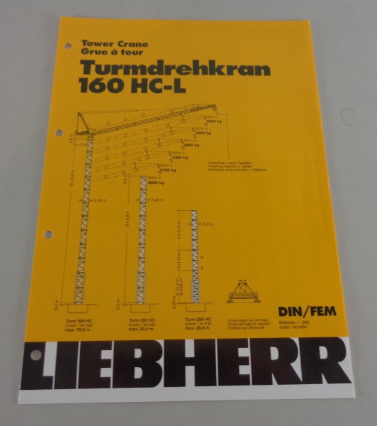 Datenblatt / Technische Beschreibung Liebherr Turmdrehkran 160 HC-L von 03/1998