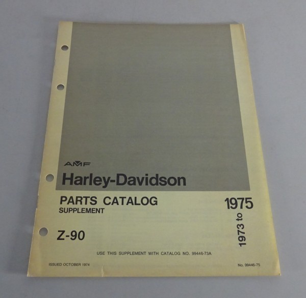 Parts catalog-Supplement Harley Davidson Z-90 1973 - 1975 from 10/1974