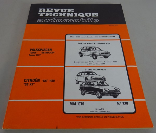 Reparaturanleitung Revue Technique VW Golf & Scirocco / Citroen GS & GS X3 1979