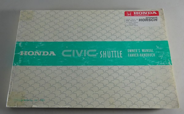 Betriebsanleitung / Owner´s Manual Honda Civic Shuttle Stand 1983