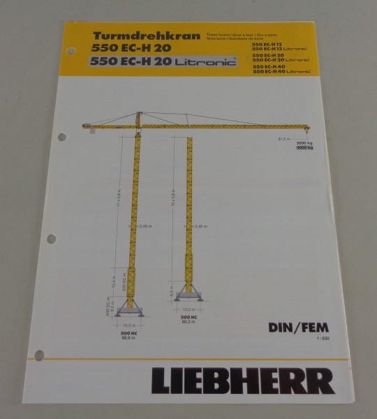 Datenblatt Liebherr Turmdrehkran 550 EC-H 20 / Litronic von 03/2004