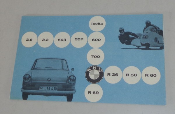 Faltprospekt BMW 2,6 / 3,2 / 507 / 503 / 700 / 600 / Isetta von 09/1959