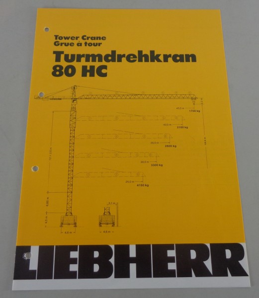 Datenblatt / Technische Beschreibung Liebherr Turmdrehkran 80 HC von 04/1983