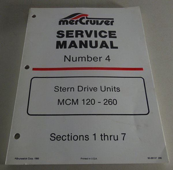 Werkstatthandbuch Mercury MerCruiser Stern Drive Units MCM 120 - 260 Stand 1986