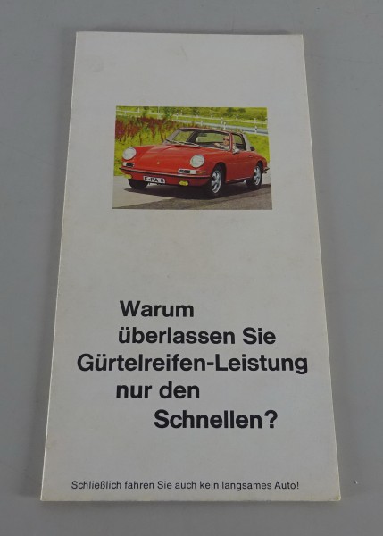 Prospekt / Broschüre Dunlop Gürtelreifen mit Porsche 911 Stand 1968