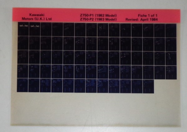 Microfich Ersatzteilkatalog Kawasaki Z 750 P1/P2 Model 1982-83 Stand 04/84