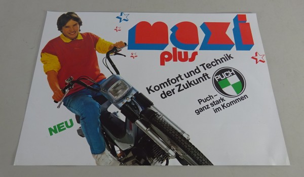 Prospektblatt / Broschüre Puch Maxi Plus Stand 1983