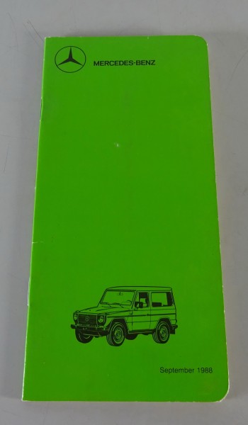 Datenbuch Mercedes-Benz G-Modell W460 250GD / 300 GD / 230 GE / 280 GE von 1988