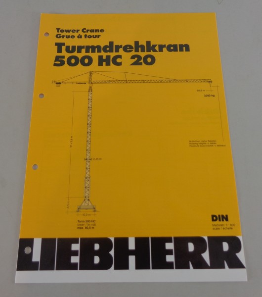 Datenblatt / Technische Beschreibung Liebherr Turmdrehkran 500 HC 20 von 03/1998