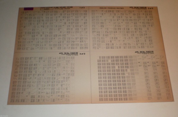 Microfich Teilekatalog / Ersatzteilliste Toyota Land Cruiser Stand 06/1990