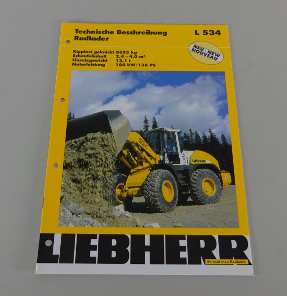 Prospekt / Broschüre Liebherr Radlader L 534 Technische Daten Stand 11/2000