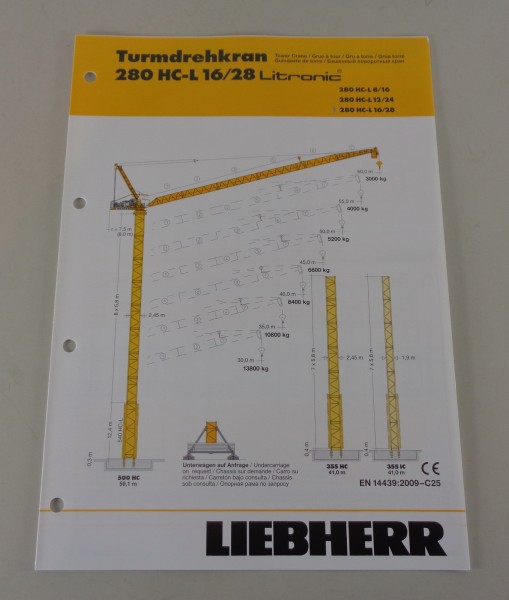 Datenblatt Liebherr Turmdrehkran 280 HC-L 16 / 28 Litronic von 04/2010