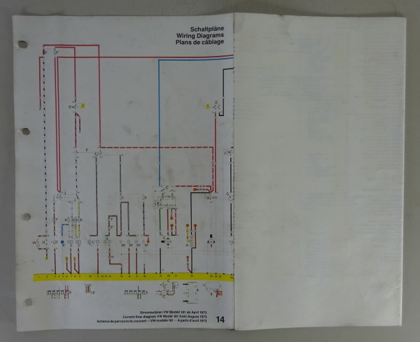 Elektrischer Schaltplan VW Kübelwagen Typ 181 Modelljahr 1973