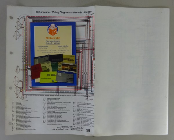 Elektrischer Schaltplan / Stromlaufplan VW 411 Typ 4 Modelljahr 1971