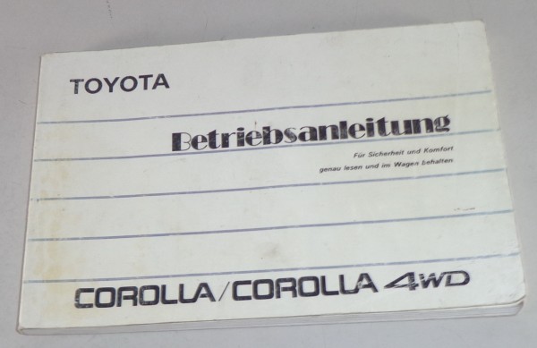 Betriebsanleitung Toyota Coralla E90 incl. 4WD Stand 03/1989