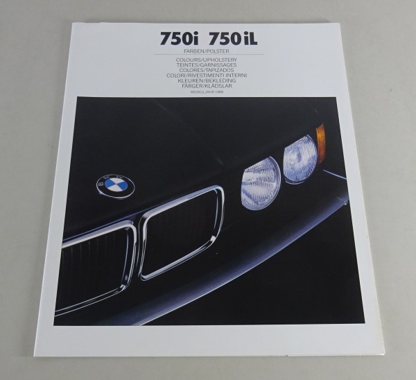 Prospekt / Broschüre Farben / Polster BMW E32 7er 750i / 750iL Stand 02/1987