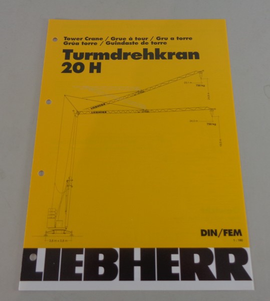 Datenblatt / Technische Beschreibung Liebherr Turmdrehkran 20 H von 03/2001