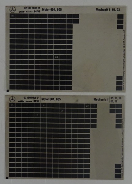 Microfich Teilekatalog Mercedes-Benz Motor M 604 / 605 Mechanik I-II 04/1993