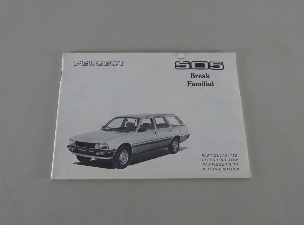 Zusatzbetriebsanleitung / Handbuch Peugeot 505 Break + Familial von 07/1982