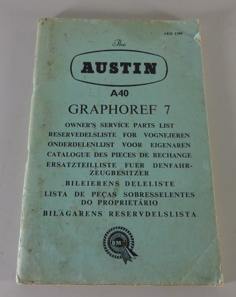 Bildkatalog / Bild-Teilekatalog Austin A40 Farina I Stand 03/1960