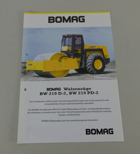 Prospektblatt / Broschüre Bomag Walzenzüge BW 219 D-2 / 219 PD-2 Stand 05/1994