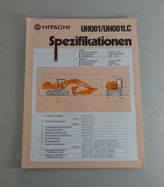 Prospekt / Broschüre Hitachi Spezifikationen UH 081 / UH081LC Stand 02/1982