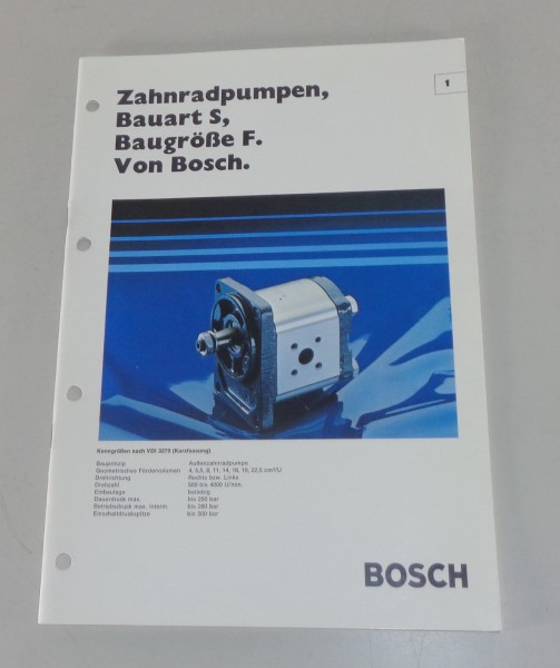 Prospekt / Technische Info Bosch Zahnradpumpen Bauart S, Baugröße F von 01/1979