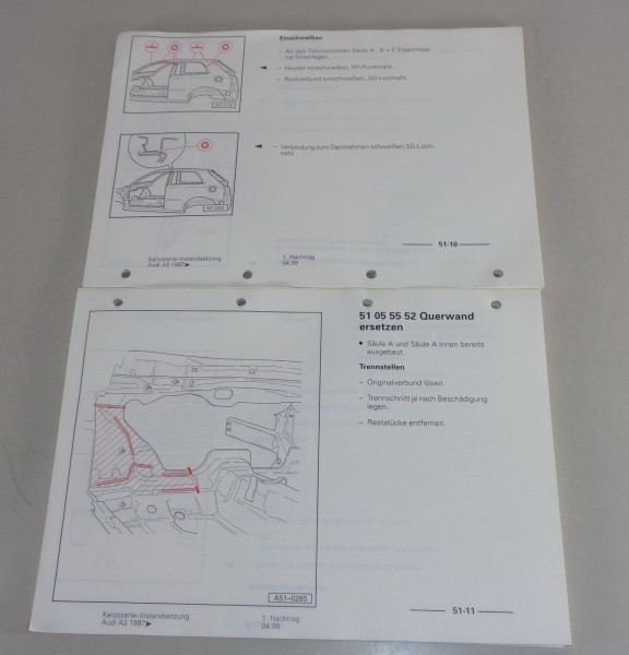 Werkstatthandbuch / Reparaturleitfaden Audi A3 ab 1997 Karosserie