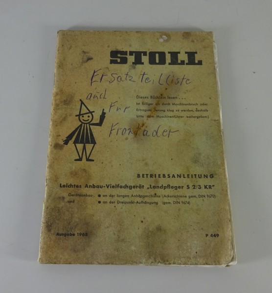 Betriebsanleitung Stoll Leichtes Anbau-Vielfachgerät Landpfleger S 2/3 KR '1965