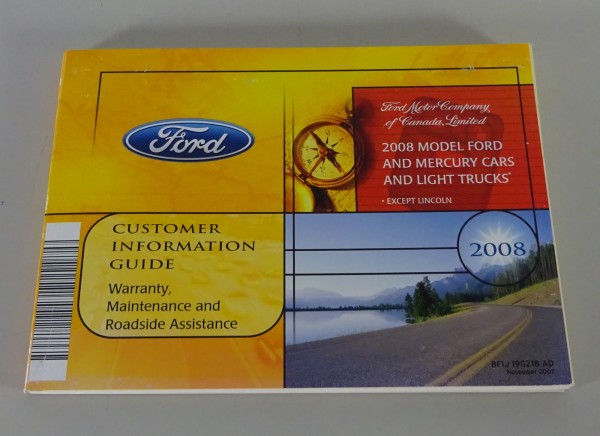 Warranty / Service Handbook blank Ford Model USA & Mercury + Trucks from 2008