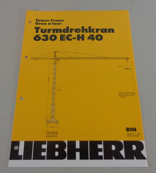 Datenblatt / Technische Beschreibung Liebherr Turmdrehkran 630 EC-H 40 von 2001