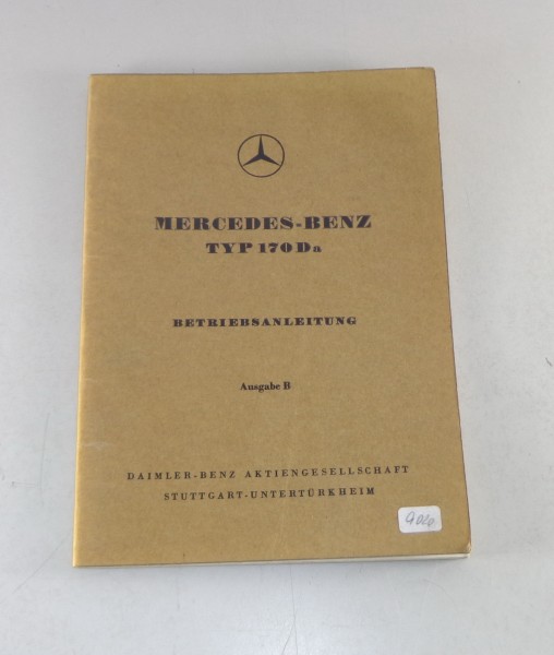 Betriebsanleitung / Handbuch Mercedes W136 170 Da Diesel Stand 06/1951