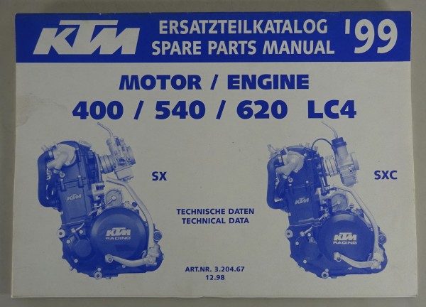 Teilekatalog Motor KTM 400 / 540 / 620 LC4 | SX / SXC Modelljahr 1999