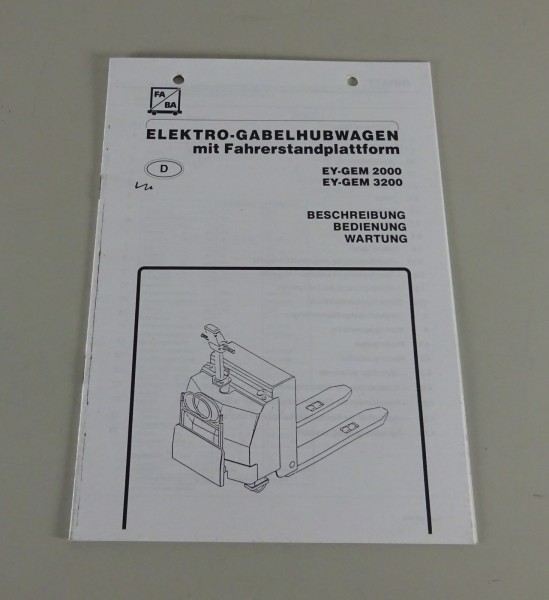 Betriebsanleitung / Handbuch FA/BA Elektro-Hubwagen EY-GEM 2000/3200 von 07/1991