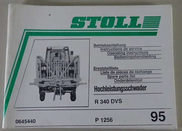 Teilekatalog / Betriebsanleitung Stoll Hochleistungsschwader R 340 DVS Stand 95