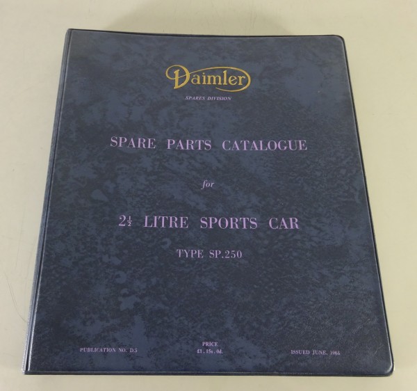 Teilekatalog / Parts Catalog Daimler SP 250 V8 2,5 Liter Sport Bj. 1959 - 1964