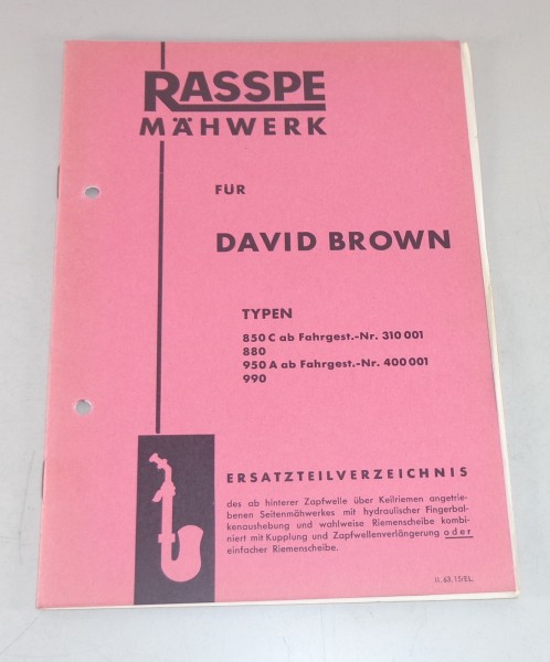 Teilekatalog Rasspe Mähwerk für David Brown Schlepper Stand 02/1963