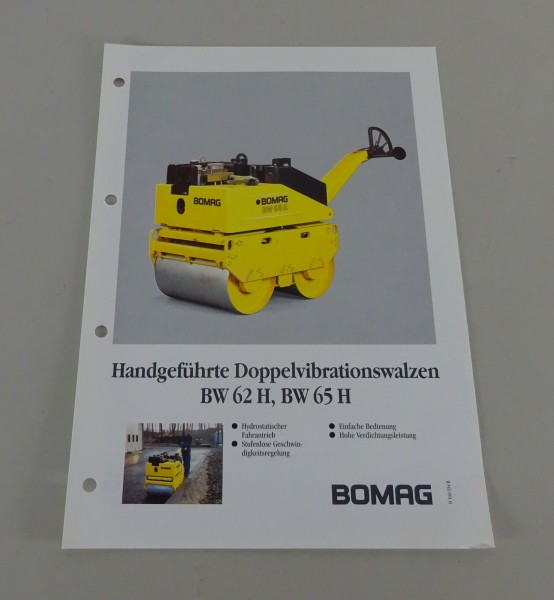 Prospektblatt Bomag Doppelvibrationswalzen BW 62 H / 65 H Stand 02/1993