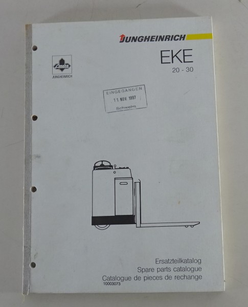 Teilekatalog Jungheinrich EKE 20 - 30 Hubwagen von 1984