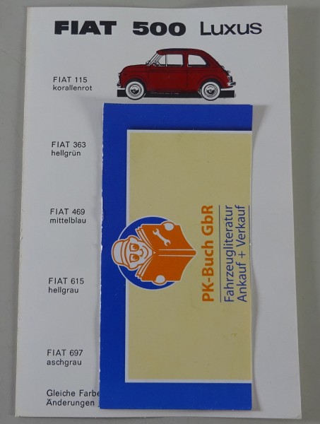 Farbkarte / Postkarte / Prospekt | Fiat 500 Luxus