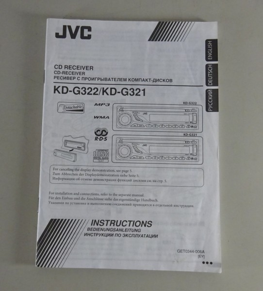 Betriebsanleitung / Instruction Book JVC Autoradio KD-G322/KD-D321