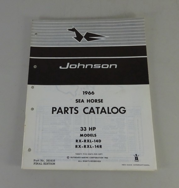 Teilekatalog OMC Johnson Outboards / Außenborder 33 PS Models von 1966
