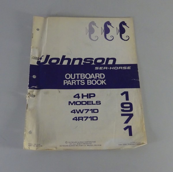 Teilekatalog OMC Johnson Outboards 4 PS Models von 1971