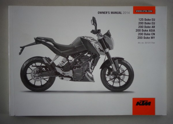 Owner's Manual / Handbook KTM Duke 125 / 200 2014