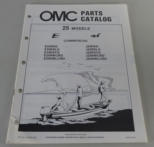 Teilekatalog OMC Evinrude / Johnson Outboard Marine 25 PS Models Stand 08/1983