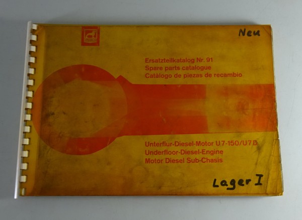 Teilekatalog / Ersatzteilliste Büssing Unterflur-Dieselmotor U7-150 Stand 4/1967