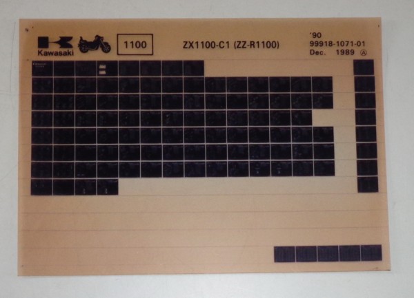 Microfich Ersatzteilkatalog Kawasaki ZZ R1100 ZX 1100 C1 Model 1990 Stand 12/89