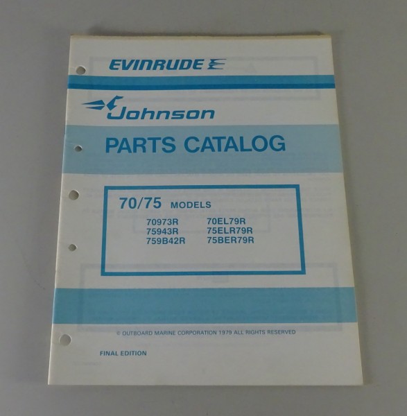 Teilekatalog OMC Evinrude Johnson Outboards 70 / 75 PS Models von 1979