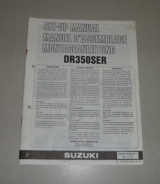 Montageanleitung / Set Up Manual Suzuki DR 350 SE Stand 12/1993