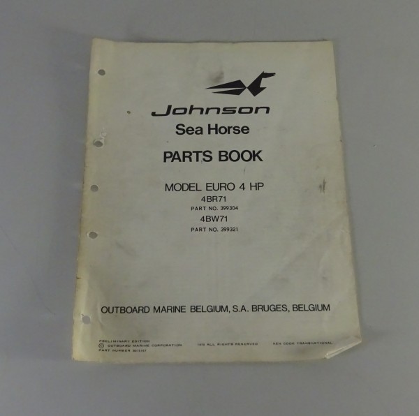 Teilekatalog OMC Johnson Outboards Euro 4 PS Models Stand 1970